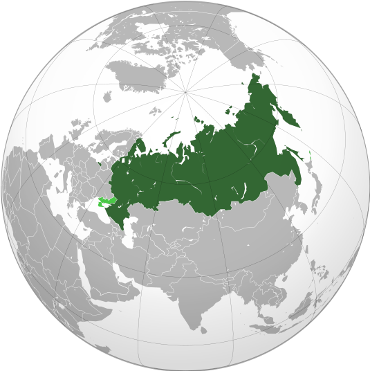 This is a globe with Russia highlighted